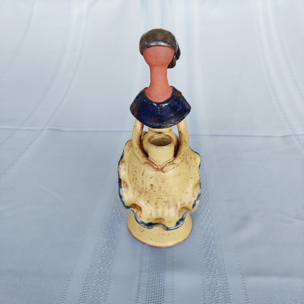 Vintage Art Pottery Redware Figurine - Female Water Bearer - 9 Inches